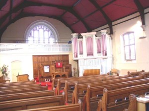 The Merssrs Drivers organ of 1860 showing the origional layout of the church, complete with pews and central pulpit