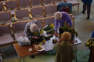 Our willing team of flower arrangers